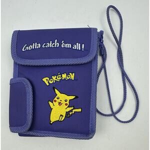 Vintage Purple Pikachu Pokemon Gameboy Color Video Game Bag Case & Strap *Spots